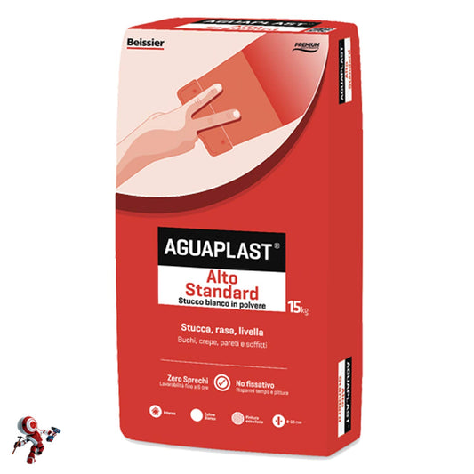 STUCCO BIANCO IN POLVERE CHE GARANTISCE ALTE PRESTAZIONI ALTO STANDARD AGUAPLAST KG.15