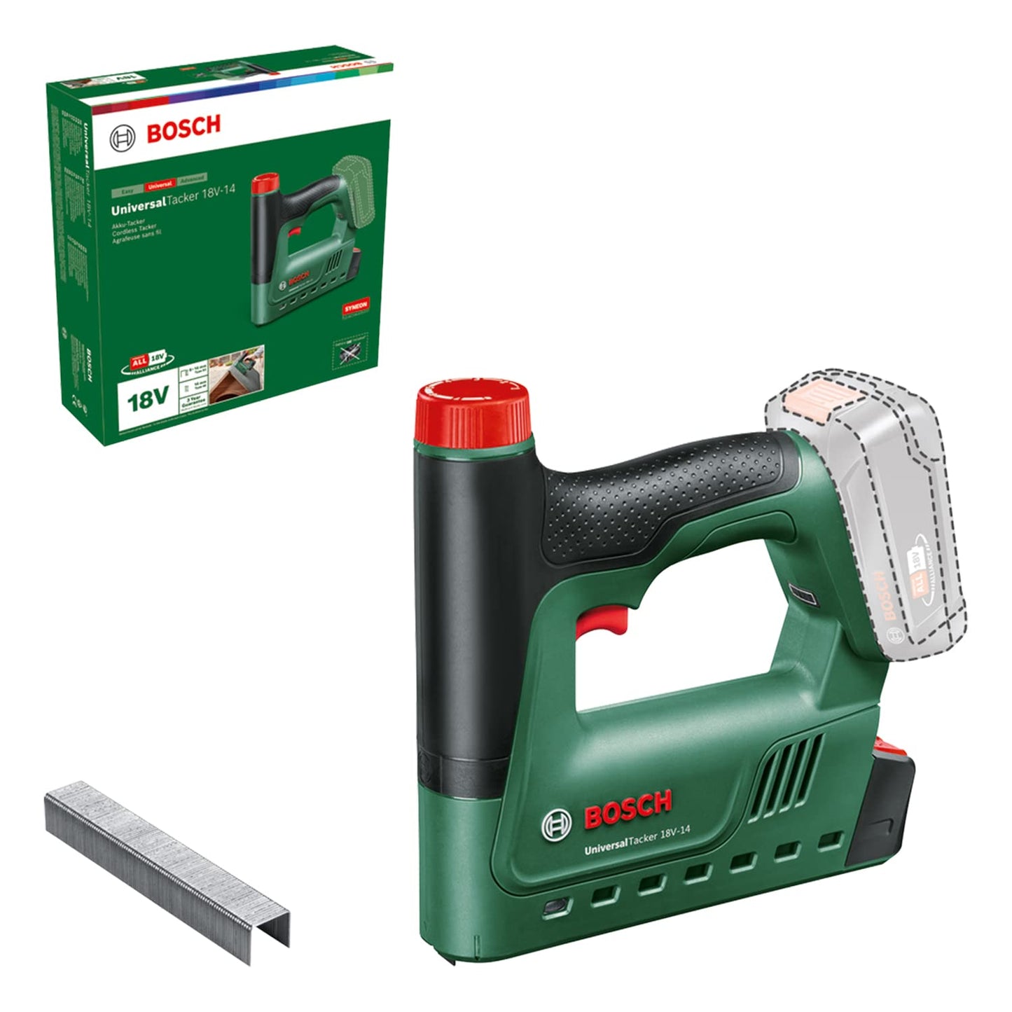 Bosch Chiodatrice/Graffatrice a batteria UniversalTacker 18V-14 (Graffatura in Legno Tenero e Duro; per Graffe e Chiodi; Erogazione dal Basso; 18 Volt System; 1000 Graffe a Filo Fine; Senza Batteria)