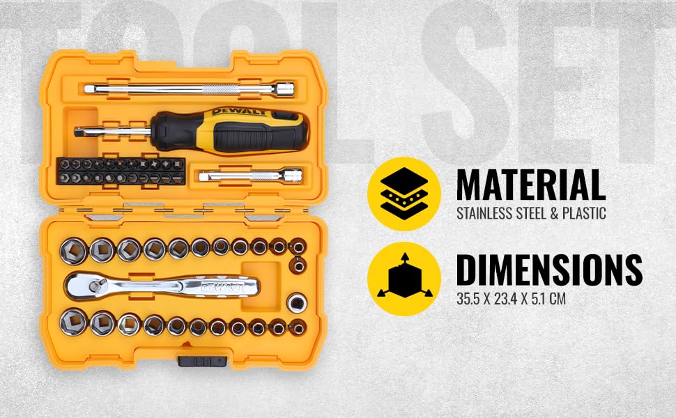 DeWalt CHIAVI BUSSOLA ESAGONALI 1/4" CON CRICCHETTO INSERTI DWMT81610 KIT 50 PZ