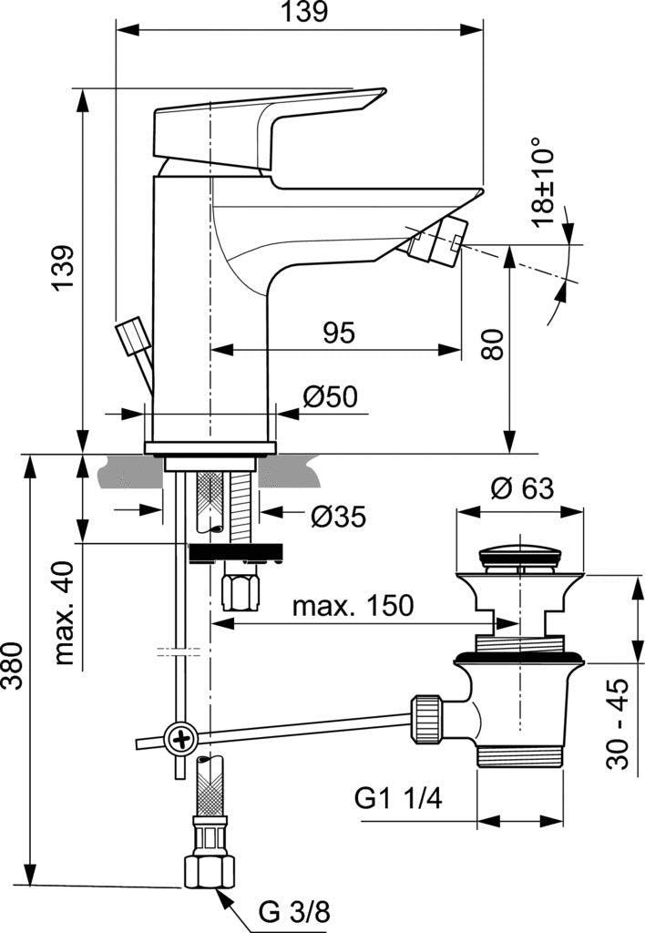 Ideal Standard A6545AA Ceramix Miscelatore monocomando bidet, cromo