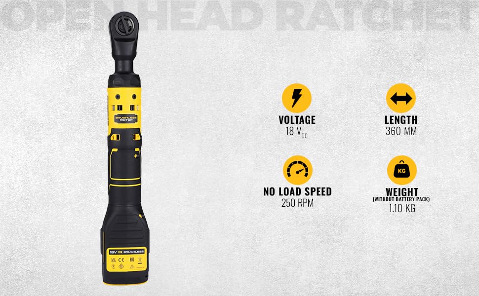 DEWALT DCF512N-XJ Cricchetto attacco 1/2", motore brushless, Attacco 1/2" maschio, Coppia max 95 Nm,