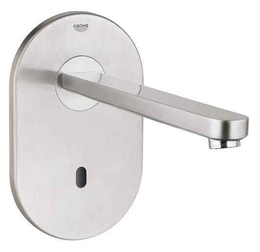 Grohe 36334SD0 Eurosmart Cosmo E Rubinetto Elettronico con Fotocellula Lavabo, Installazione A Parete, Acciaio, Inox Satinato, Large