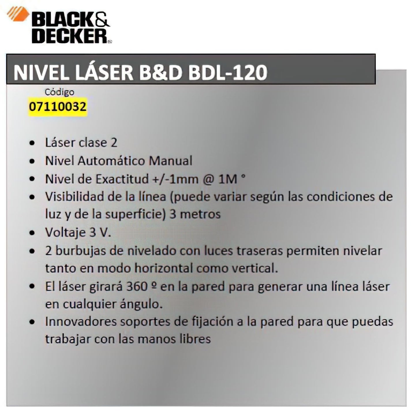 BLACK+DECKER BDL120-XJ Laser Manuale