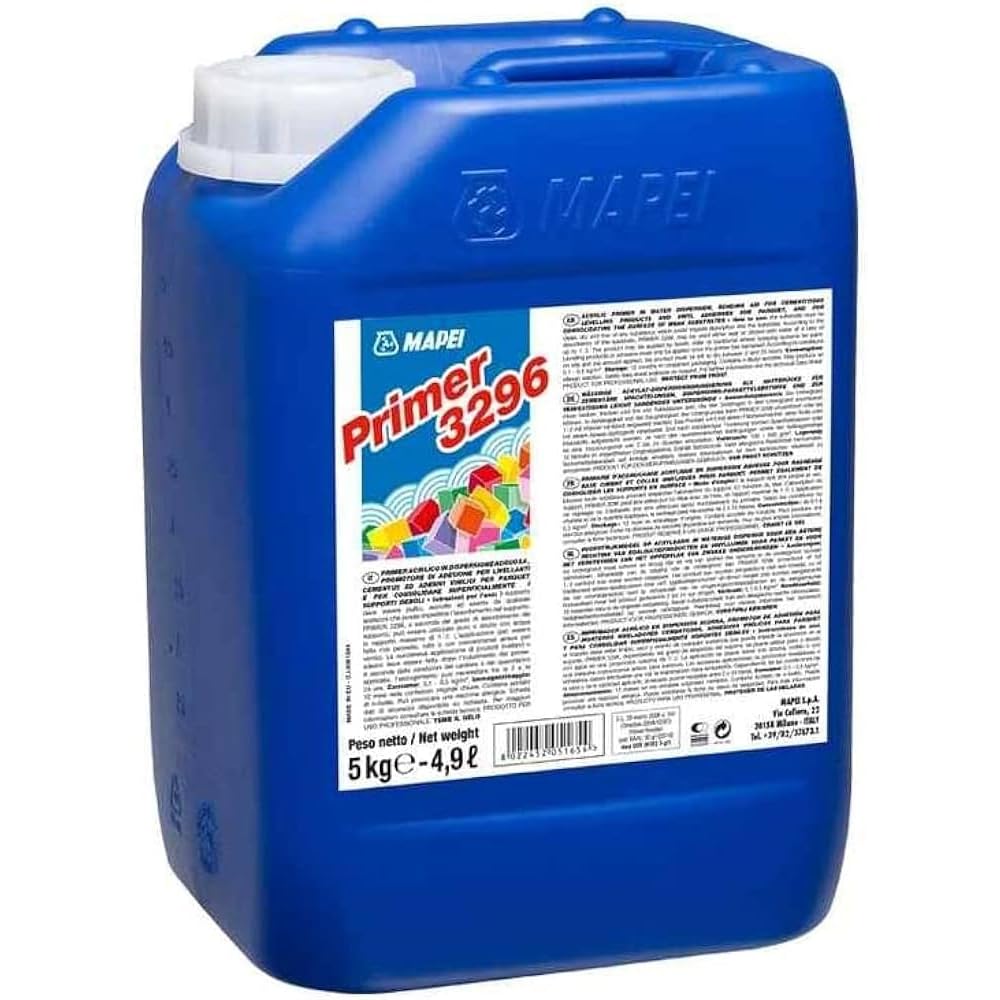 Kit Compatibile Mapei Primer Consolidante Aggrappante Antispolvero Massetti Intonaci Antimuffa Flacone 5 kg Pennello 60 mm