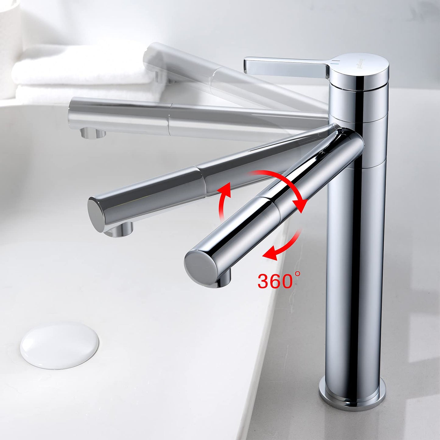 Ibergrif M11299 Rubinetto per lavabo alto, Rubinetto per lavabo girevole a 360° & Star, Miscelatore Bidet Bagno Monocomando, Bidè per Lavabo