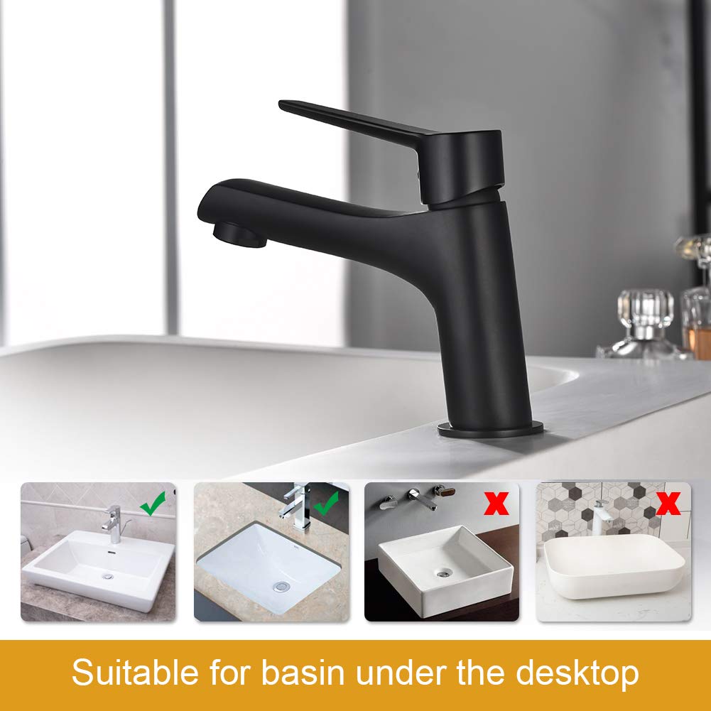 Ibergrif M11026B Rubinetto per Lavabo Miscelatore per Bagno, Rubinetto Lavabo Nero, Rubinetto Lavabo Bagno, Miscelatore Monocomando per Lavabo, Miscelatore del Bacino Della Valvola di Ceramica,