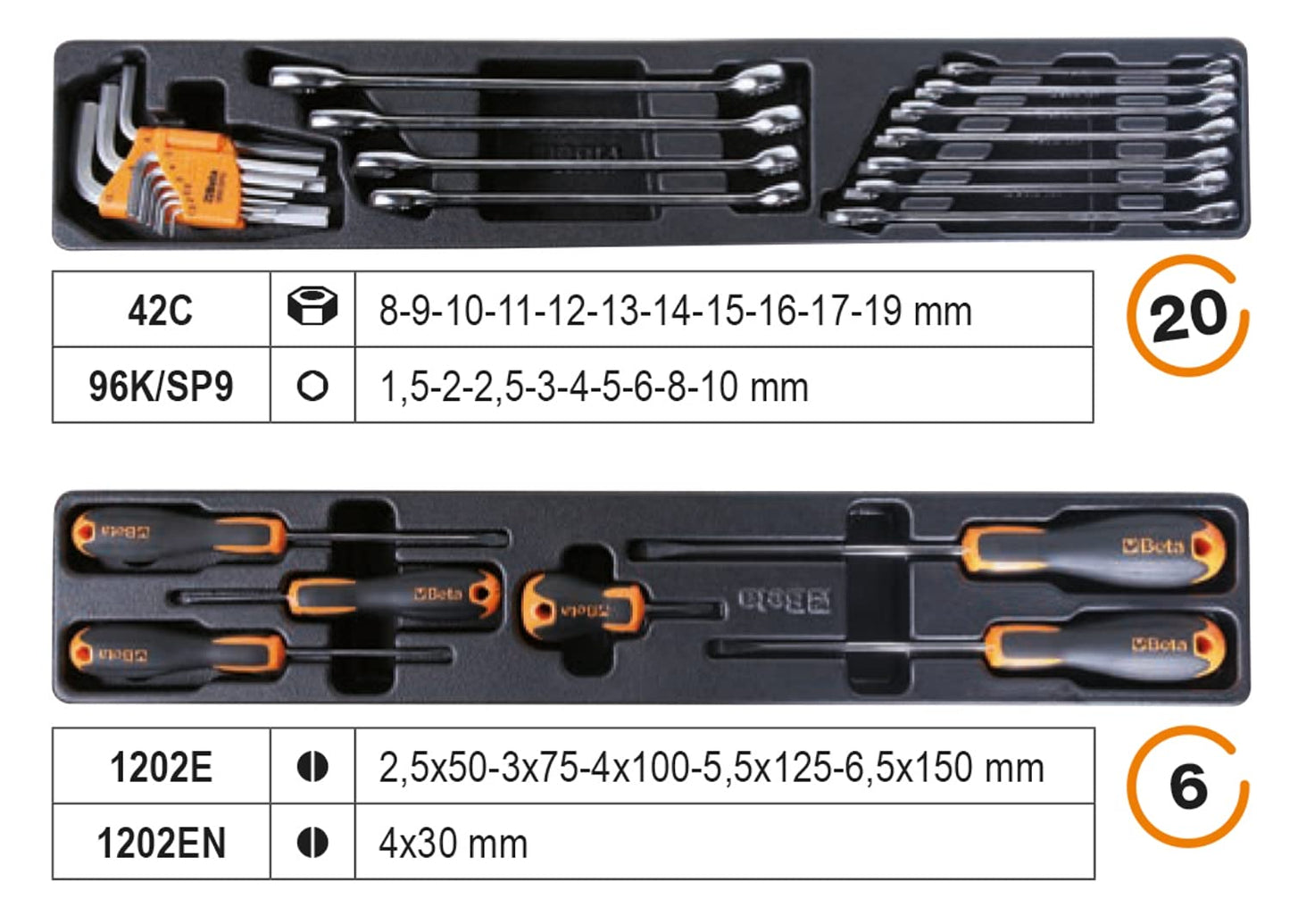 Beta 2120L-E/T91-I - Cassetta Porta Attrezzi In Metallo Con Set Di 91 Attrezzi Per La Manutenzione Generale, In Termoformato, Contiene: Chiavi A Bussola, Chiavi Maschio, Prolunghe, Pinze