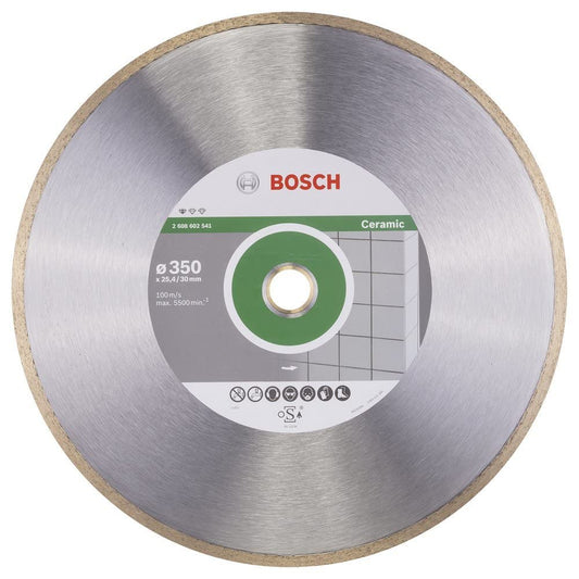 Bosch Professional 1x Disco Diamantato Standard for Ceramic, per Pietra, Piastrelle, Ceramica, Ø 350 x 30+25,40 x 2 x 7 mm, Accessori per Tagliapiastrelle