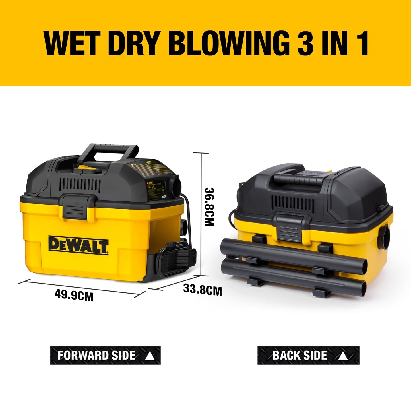 DEWALT DXV15T, Toolbox 15L Wet/Dry Vac, Giallo/Nero