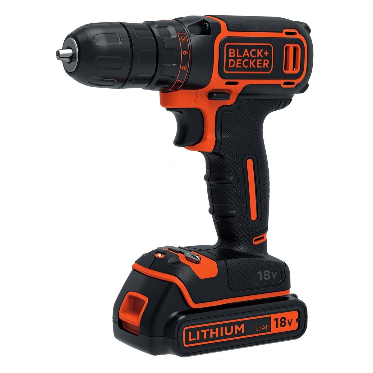 BLACK+DECKER BDC718AS2O-QW - Trapano avvitatore a batteria, 20 250 cps/min a 2 velocità, 80 accessori, fornito in organizzatore, 18 V, 2 batterie