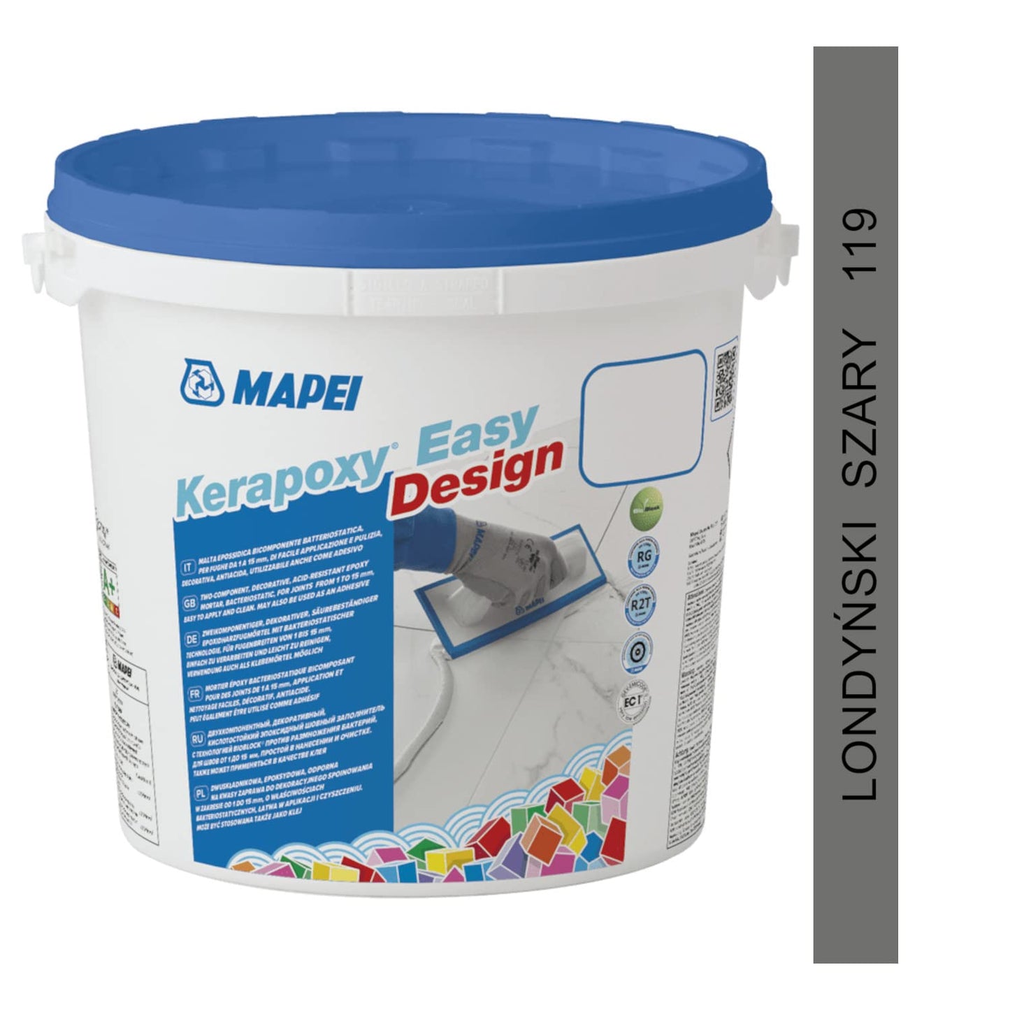 MAPEI Kerapoxy Easy Design 119 LONDON GRIGIO 3 kg - Stucco epossidico a due componenti decorativo, resistente agli acidi,