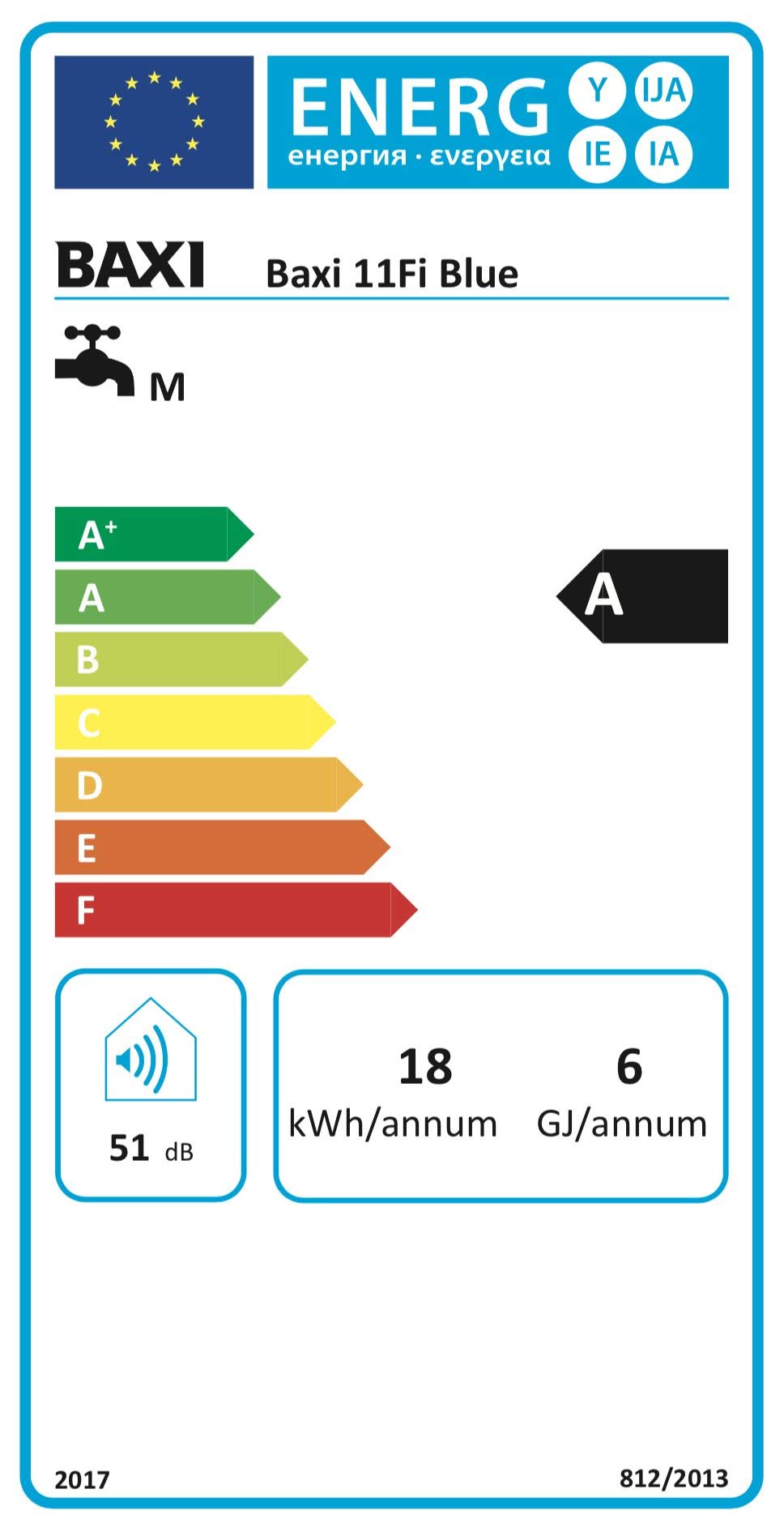 Scaldabagno a gas Baxi Acquaprojet 11 Fi Blue a camera stagna Low Nox ErP Gpl