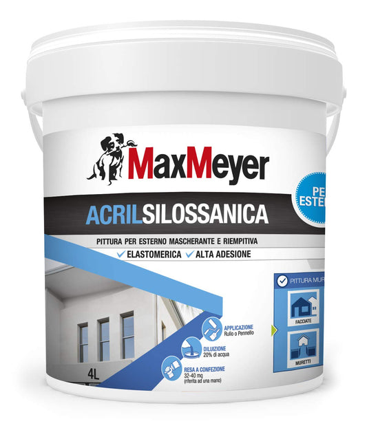 MaxMeyer Pittura per esterni Acrilsilossanica Elastomerica BIANCO 4 L