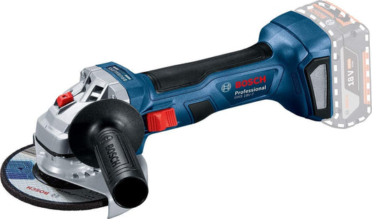 Bosch Professional 18V System Smerigliatrice Ang. a Batteria Gws 18V-7 (Ø Disco 125Mm, Cuffia di Prot.,Impug. Suppl.,Flangia di Mont.,Dado di Serr. Rapido, senza Batterie e Caricabatterie)