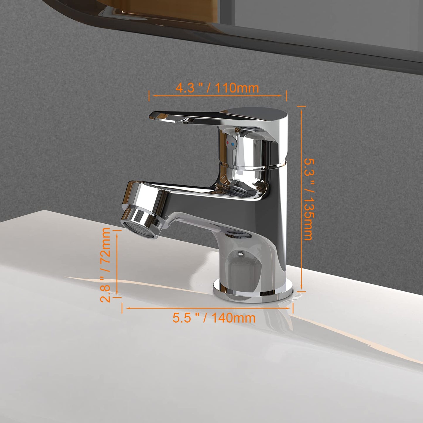 Ibergrif M11059 Miscelatore Monocomando per Bagno, Rubinetto per Lavabo con Cartuccia Ceramica, Cromo Lucido, Risparmio Idrico, Facile da Pulire e Installare