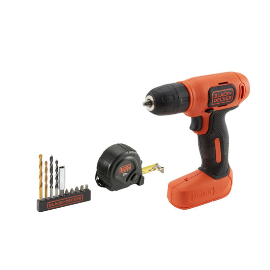 BLACK+DECKER BDCD8GPA Trapano avvitatore al litio ultra compatto da 7,2 V 1,5 Ah con 11 accessori e borsa per il trasporto