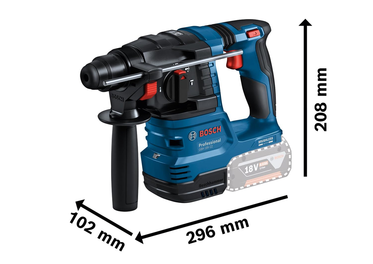 Bosch Professional 18V System Martello perforatore a batteria GBH 18V-22 (con SDS plus, ideale per praticare fori da 6 a 10 mm, KickBack Control e Vibration Control)