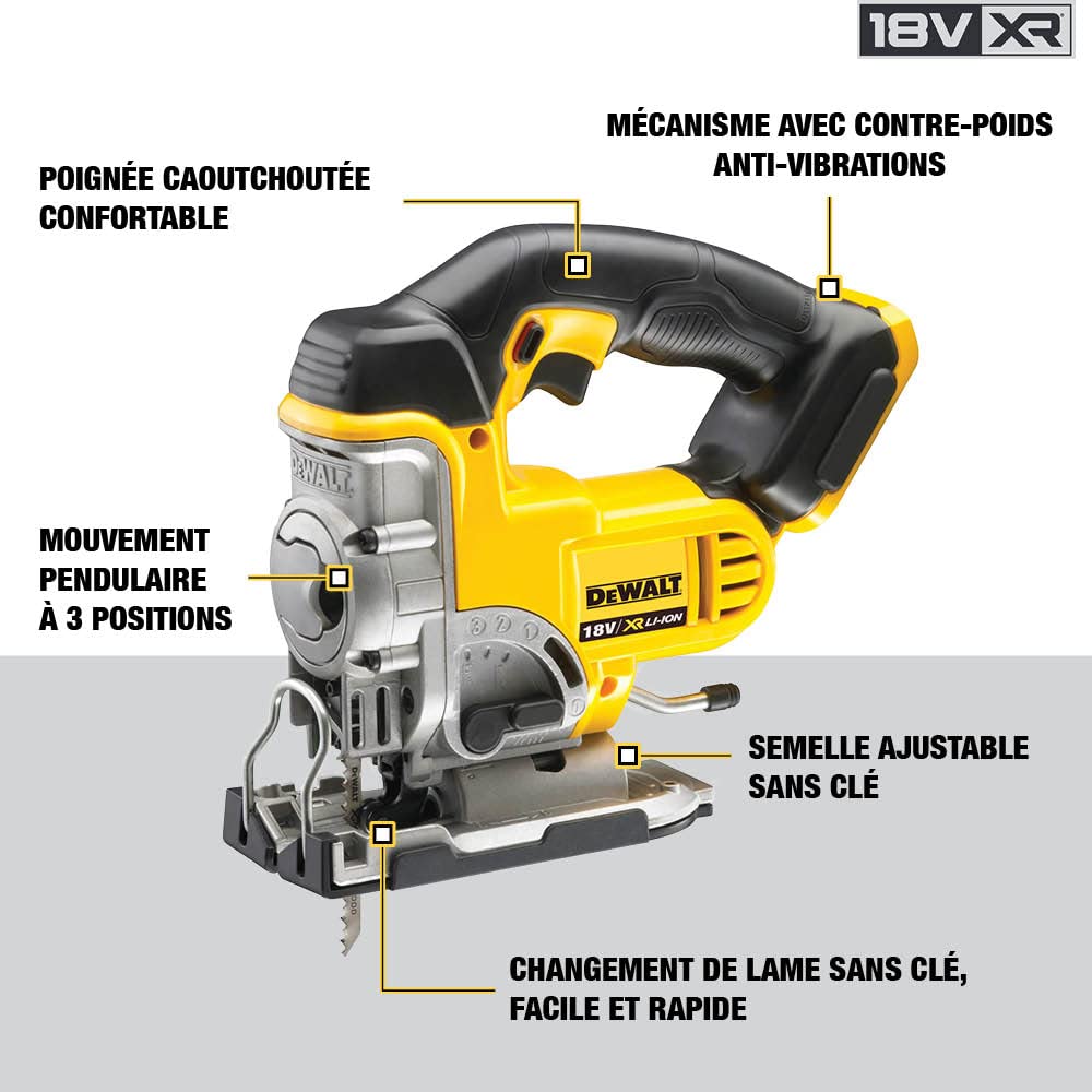 DeWalt, DᴇWALT DCS331N, XJ Seghetto Alternativo a Batteria, in Scatola di Cartone senza Batterie e Caricabatterie, 18V