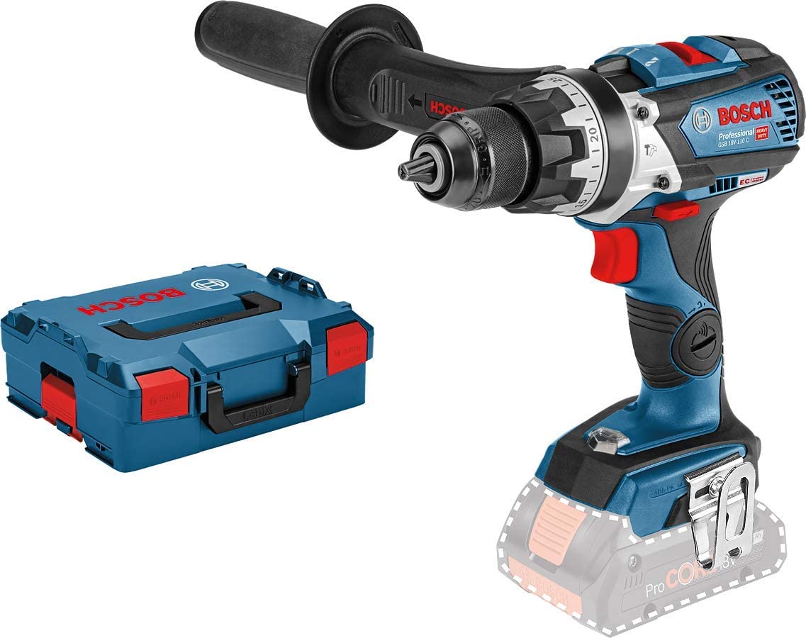 Bosch Professional 18V System Trapano-avvitatore con percussione a batteria GSB 18V-110 C (coppia di serraggio max. 110 Nm, batterie e caricabatteria non inclusi, L-BOXX 136)