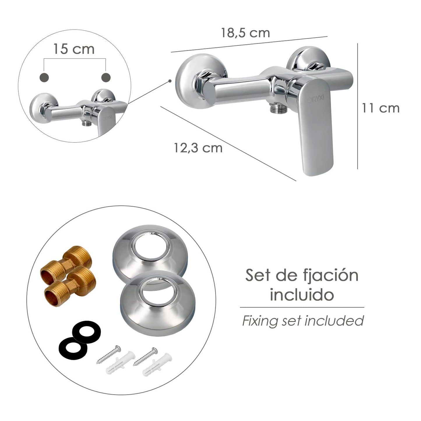 MAURER Monocomando Doccia Amburgo Con Flexo e Maneral Cartuccia Ceramico Ø 35 mm.