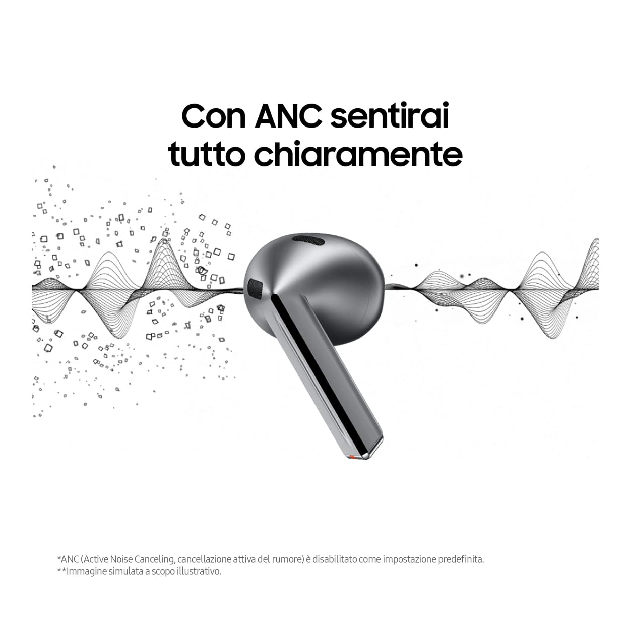 Samsung Galaxy Buds3 Auricolari open type True Wireless, Cancellazione adattiva del rumore, Audio Hi-Fi 360 immersivo, Batteria a lunga durata, Impermeabilità IP57, Silver 2024 [Versione Italiana]