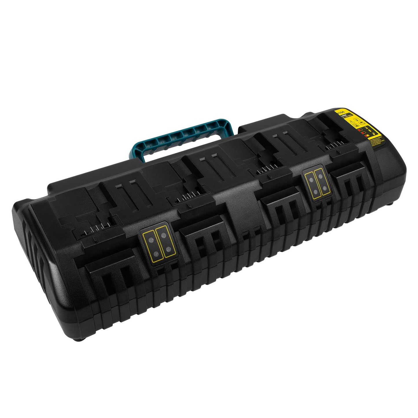 ASUNCELL 4 Porte Caricabatterie Compatibile con Dewalt DCB104 18V Piattaforma XR, 3A Caricabatterie per Batterie 12V-20V MAX, Compatibile con Dewalt 18V DCB batteria di ricambio(con 2 porte USB 2.1A)