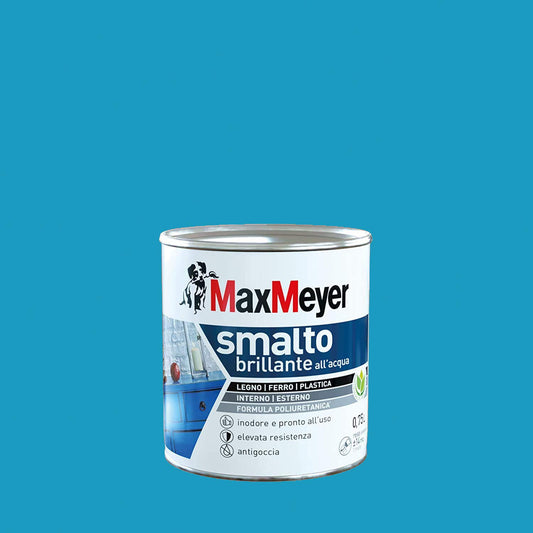 Maxmeyer Smalto All'Acqua Poliuretanico Brillante Turchese 0,75 L