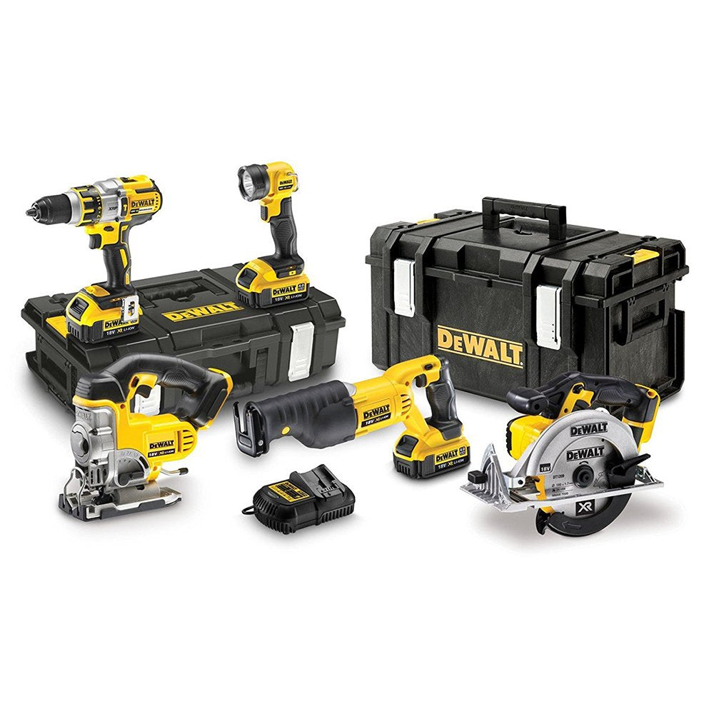 DeWalt 18,0V/4,0 Ah BL, Set combinato con attrezzi multiuso, 5 pz., incl. 3 batterie, DCK594M3-QW