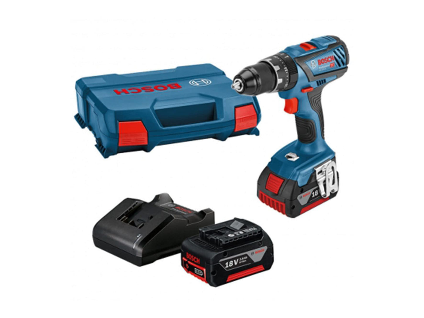 Bosch Professional 18V System Trapano-Avvitatore con percussione a Batteria GSB 18V-28 (Incl. 2 Batterie Gba 18V 3.0Ah, Caricabatteria Gal 18V-20, in L-Case)