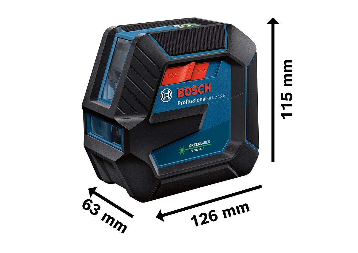 Bosch Professional Livella Laser GLL 2-15 G,laser verde, da interno, supporto LB 10, raggio d'azione visibile fino a 15 m, 4x batterie AA, confezione in cartone