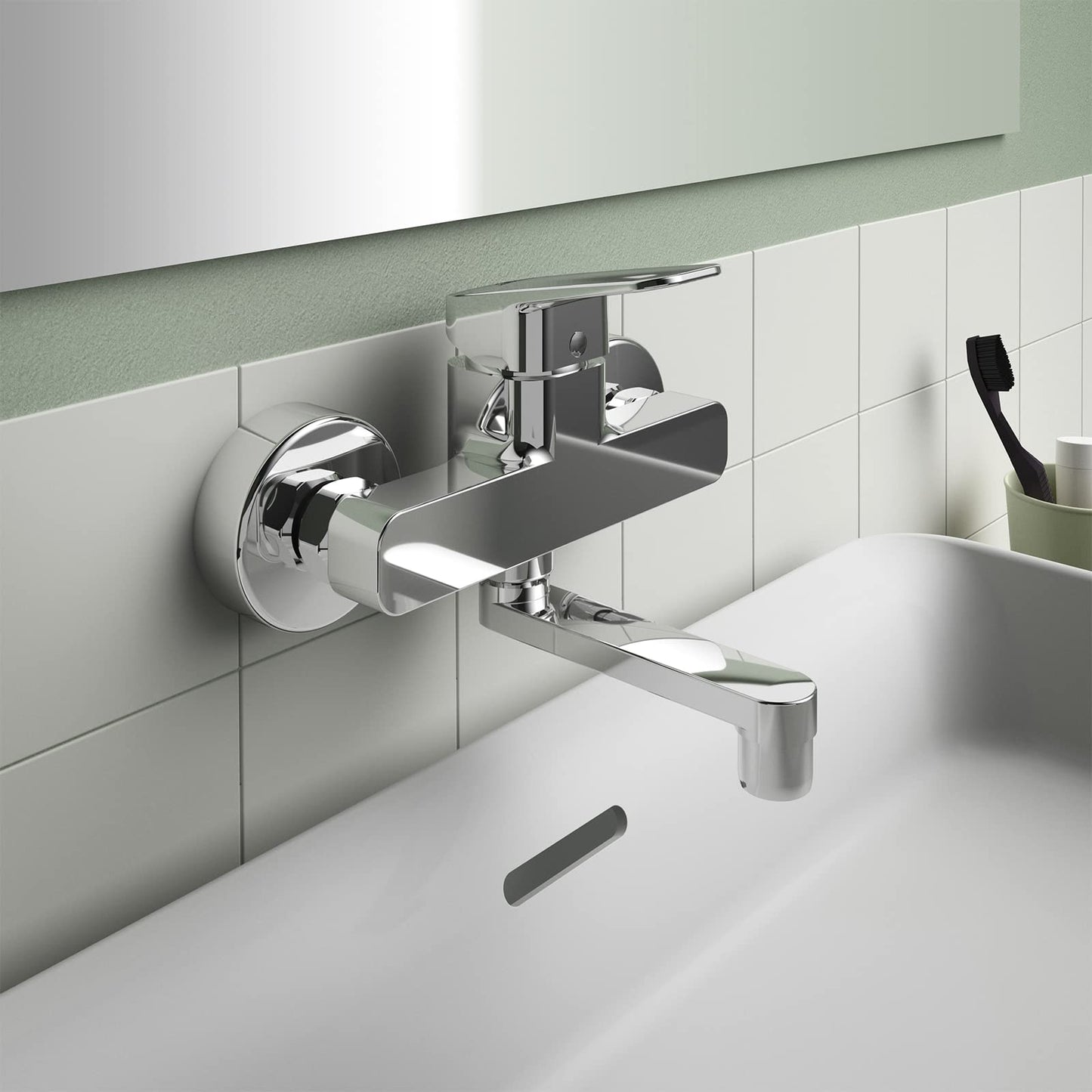 Ideal Standard - Ceraplan, Miscelatore monocomando a parete per lavabo, Bocca mobile orientabile, Cromato