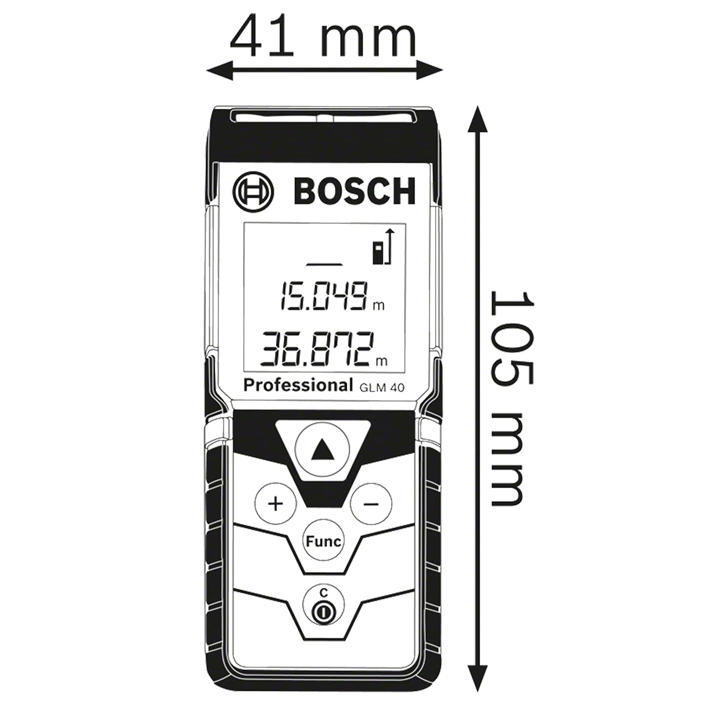 Bosch Professional Distanziometro Laser GLM 40 (con Funzione di Memorizzazione, Campo di Misurazione: 0,15 – 40 m, 2 Pile da 1,5 V, Custodia Protettiva)