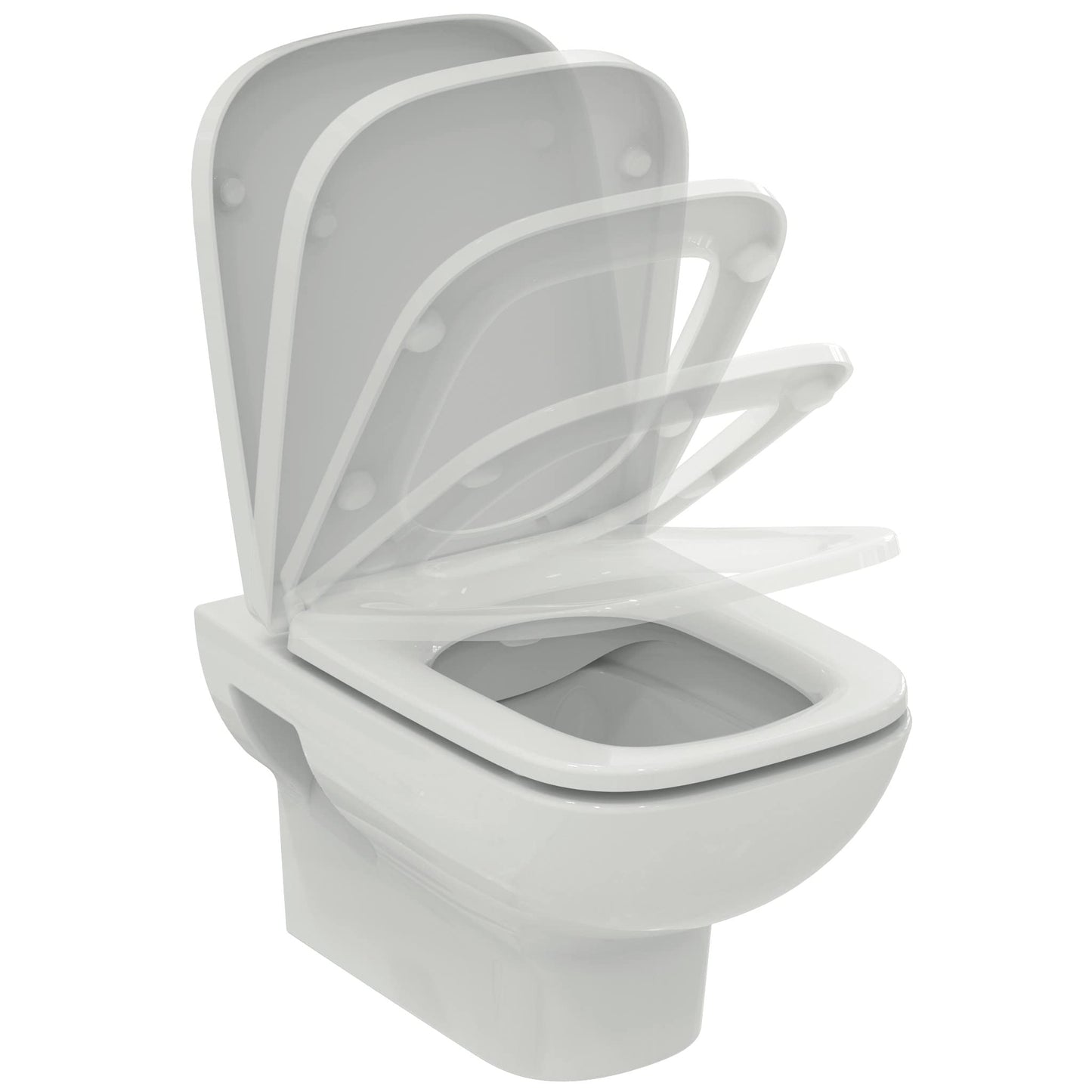 Ideal Standard - i.life A, WC sospeso RimLS+ senza brida, Water completo di copriwater a chiusura rallentata, E-packaging dedicato al trasporto di ceramica, Bianco