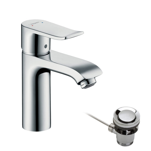 hansgrohe Metris Miscelatore monocomando lavabo 110 con tirante, Cromo, 31080000