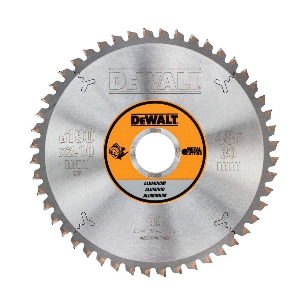 DEWALT LAME CIRCOLARI TAGLIO ALLUMINIO E METALLI NON FERROSI - Diam. 190 x 30 48 Denti Alluminio