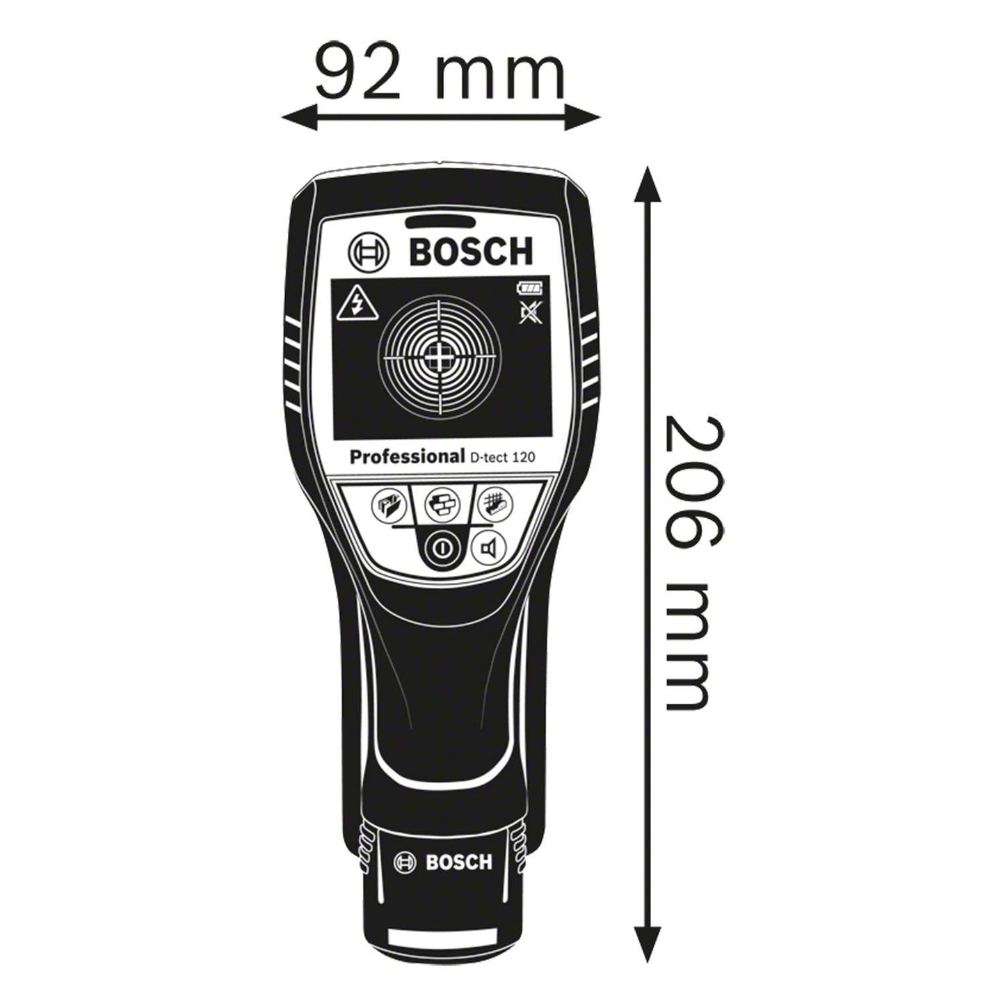 Bosch Professional 12V System Rilevatore D-tect 120 (1 batt. 12V, rilevamento max. tubi in plastica/sottostrutture/cavi sotto tensione/metalli magnetici/non magnetici: 60/38/60/120/120 mm, L-BOXX)