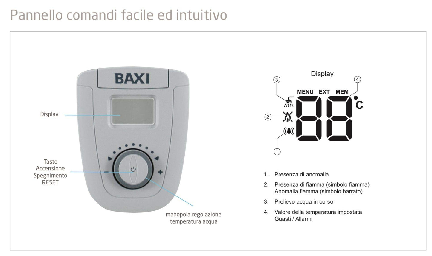 Scaldabagno a gas Baxi Acquaprojet 11 Fi Blue a camera stagna Low Nox ErP Gpl