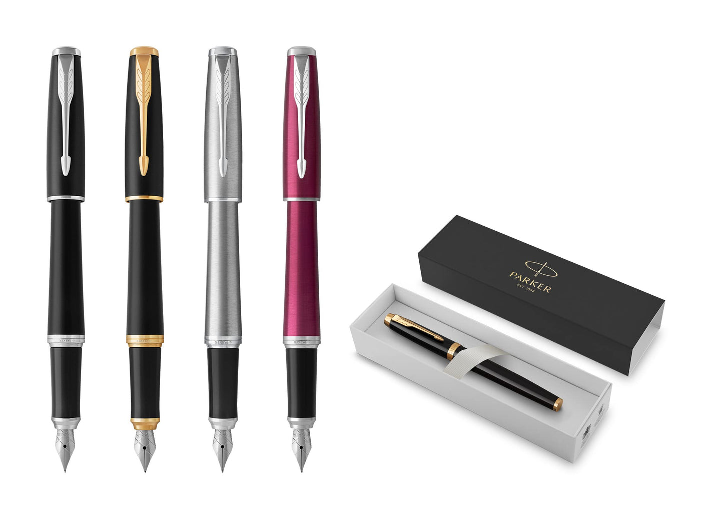 Parker Urban Penna stilografica con incisione | Penna premium | confezione regalo | inchiostro blu | regalo personalizzato | nome | incisione | penna stilografica | compleanno (Muted Black G.C.)