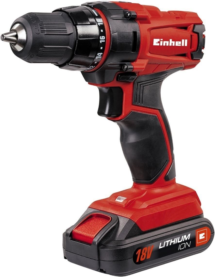 Einhell TC-CD 18-2 Li (1x1,5Ah) Trapano avvitatore a batteria (18 V, corrente 1,5 Ah, Li-Ion, 2 velocità, torsione 38Nm, mandrino 10mm, incl. caricabatterie)