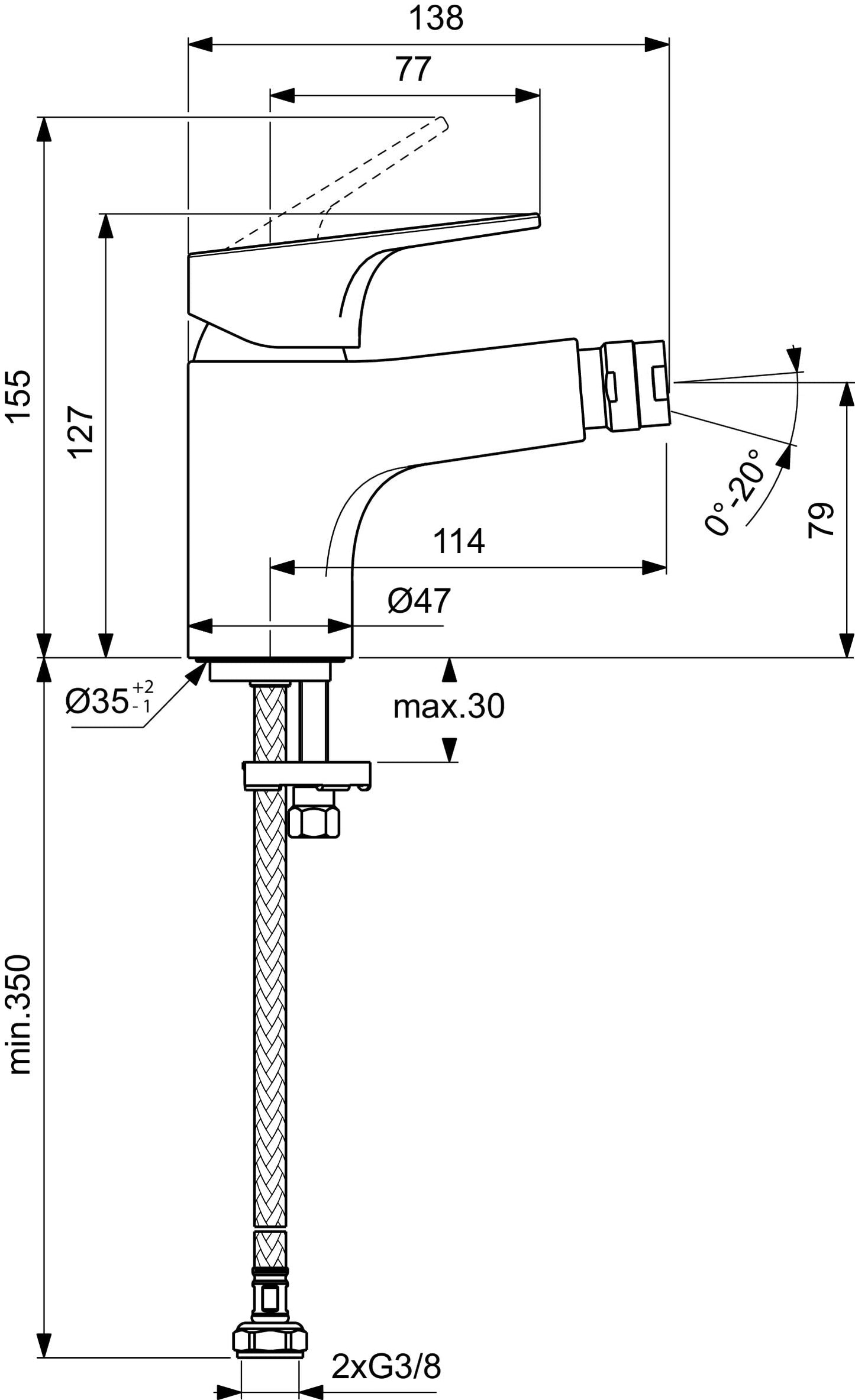 Ideal Standard - Cerabase, Miscelatore bidet senza asta di comando e scarico piletta, Cromato