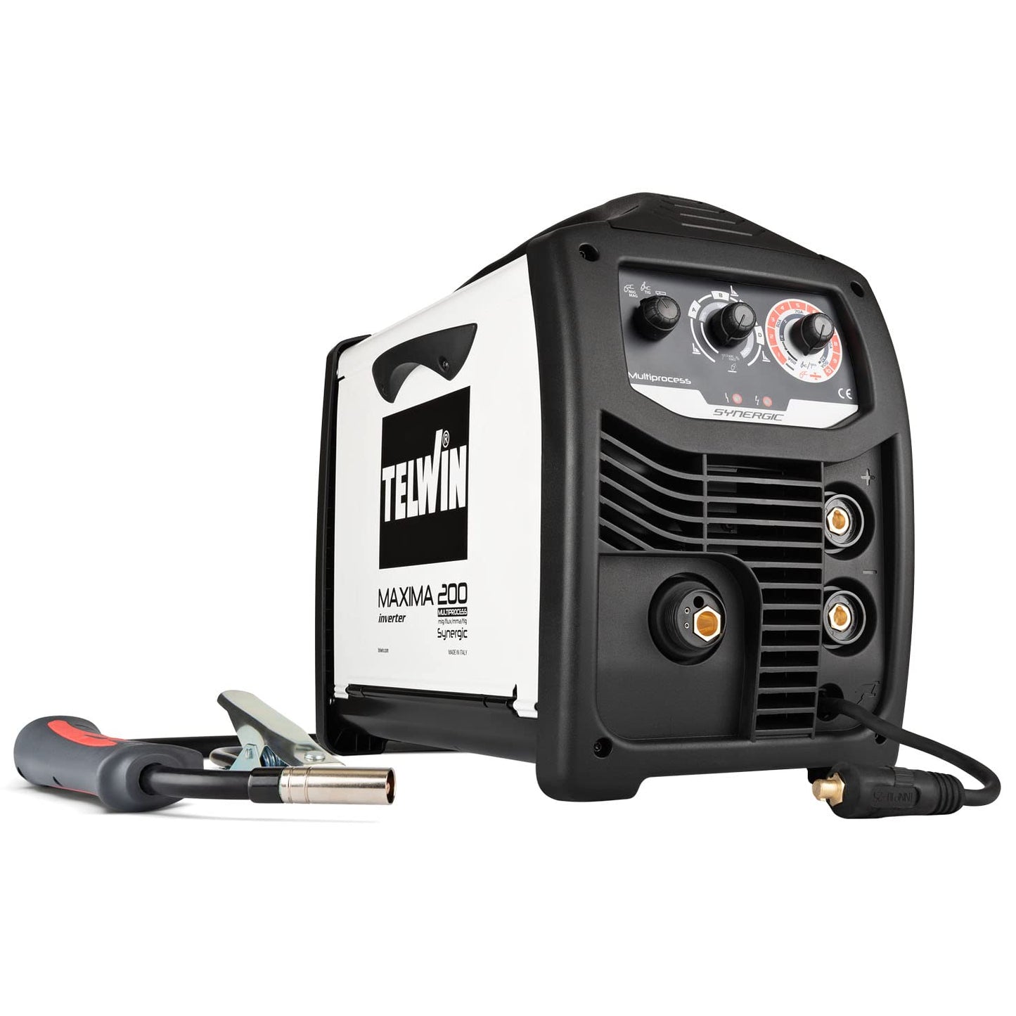 Telwin MAXIMA 200 SYNERGIC - Saldatrice inverter a filo, 230V, Nero/Bianco