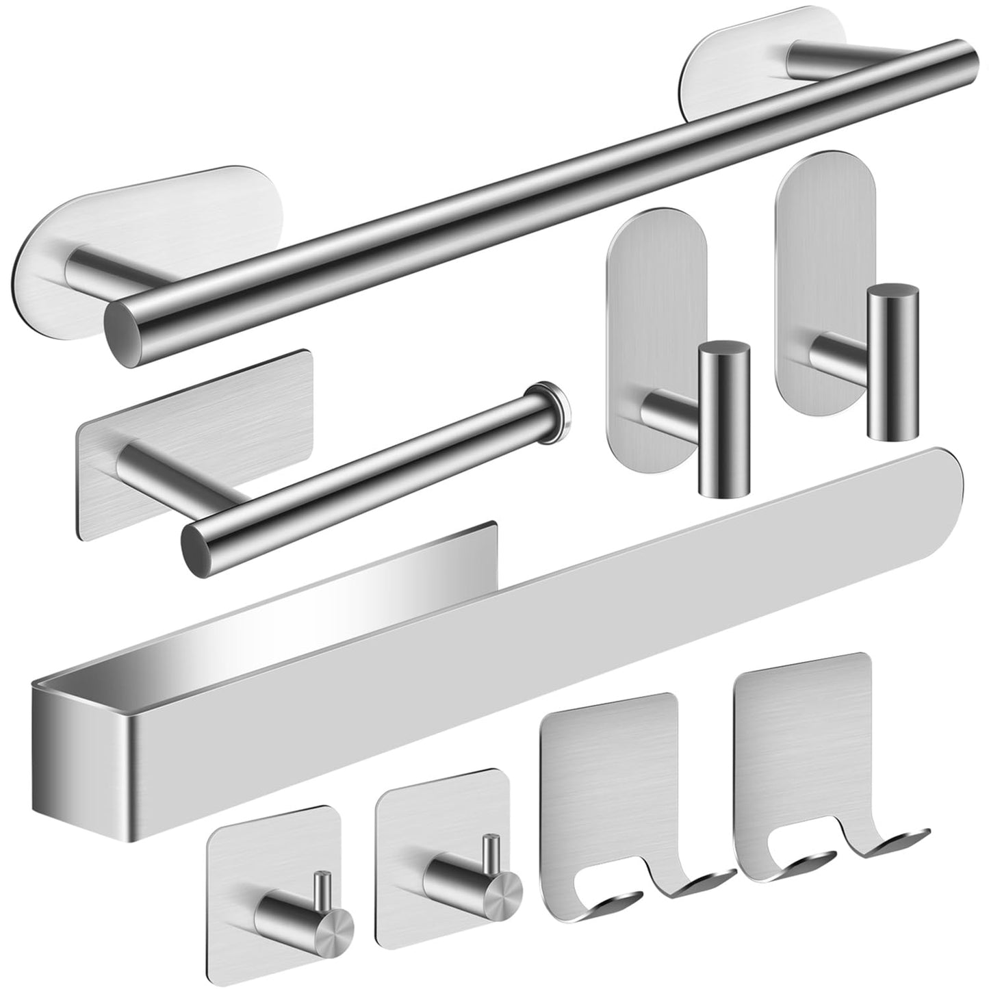 Porta Asciugamani Bagno, 9PCS Adesivo, Appendi Asciugamani in Acciaio Inox SUS304, Argento