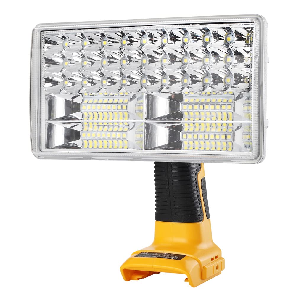 Faretto da lavoro a LED senza fili a lungo raggio con USB compatibile con Dewalt 18V batteria al litio, torcia da esterno multifunzione Hipoke 30W 3300LM, testa in lega di zinco girevole a 110 gradi