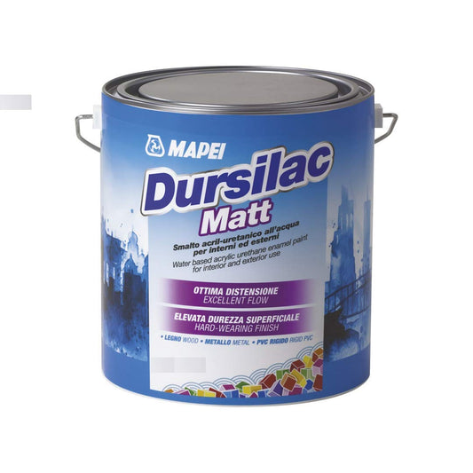 MAPEI SMALTO ACRIL-URETANICO ALL'ACQUA PER INTERNI ED ESTERNI CON OTTIMA DISTENSIONE ED ELEVATA DUREZZA SUPERFICIALE. ASPETTO OPACO .DURSILAC MATT BASE SMALTO P 0,75 Lt