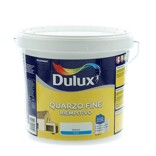 Dulux Pittura Riempitiva a Base di Farina di Quarzo a Grana Fine per Esterni Anti Alga e Anti Muffa, 5 Litri, Bianco