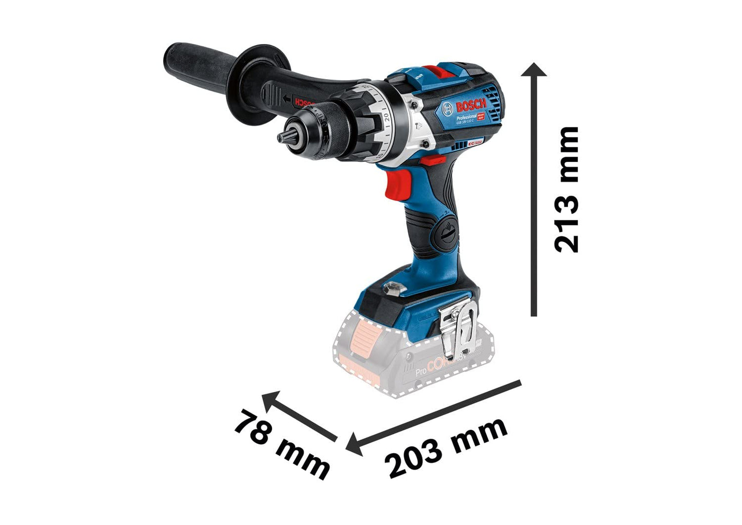 Bosch Professional Sistema 18V Trapano Avvitatore Con Percussione GSB 18V-110 C, Incl. Modulo Di Connettività, Batteria 1x5.0 Ah, Batteria 1x3.0 Ah, In L-BOXX 136, Amazon Exclusive Set