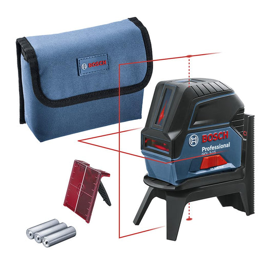 Bosch Professional Livella laser multifunzione GCL 2-15 (laser rosso, da interno, con punti a piombo, raggio d’azione:15 m, 3 pile AA, supporto ruotabile RM 1, pannello per laser, custodia protettiva)