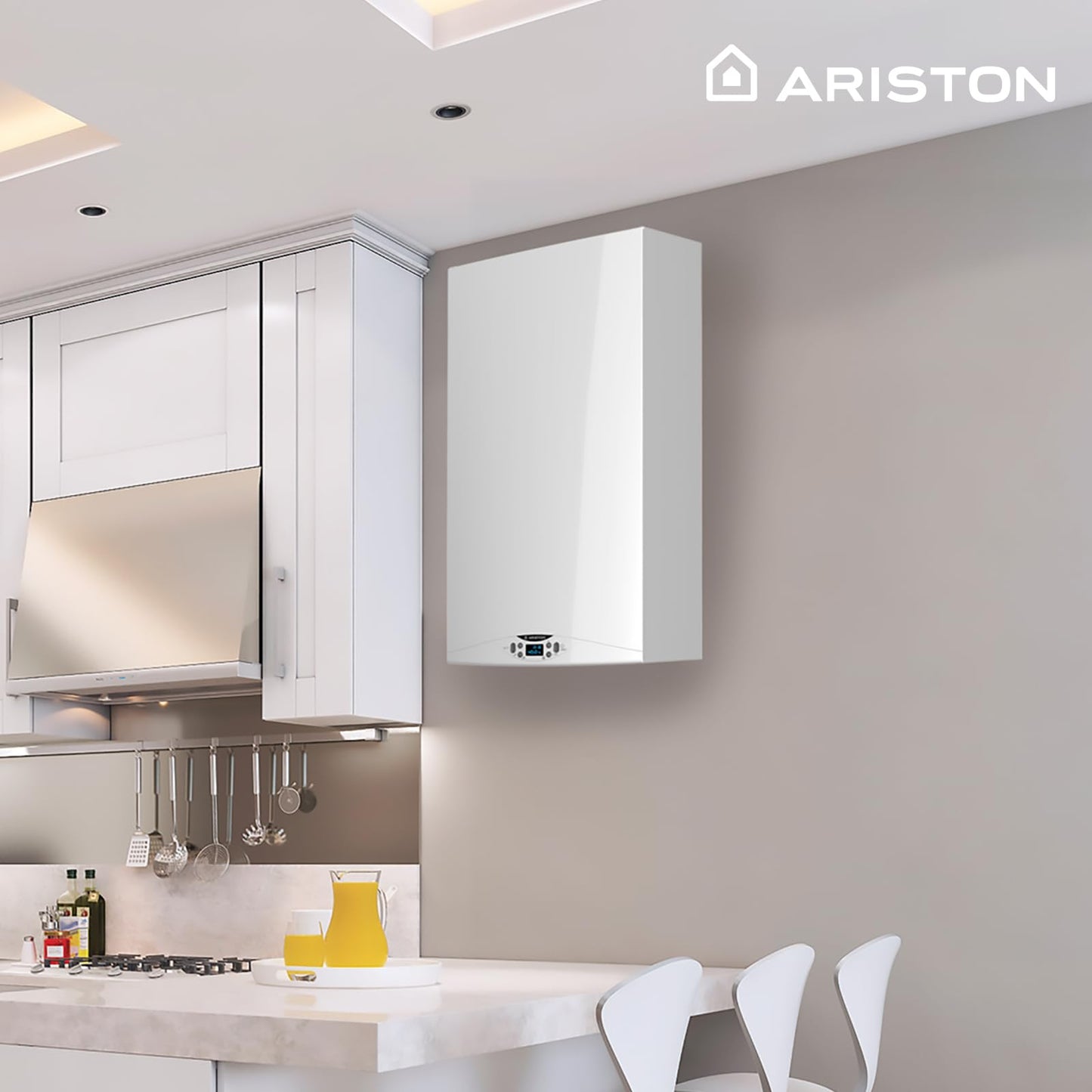 Ariston HS Premium - Caldaia a gas naturale e propano 30 kw con dimensioni ridotte 31,9 x 40 x 74,5 cm, efficiente e silenziosa, caldaia a condensazione prodotta per installazione in Spagna (classe