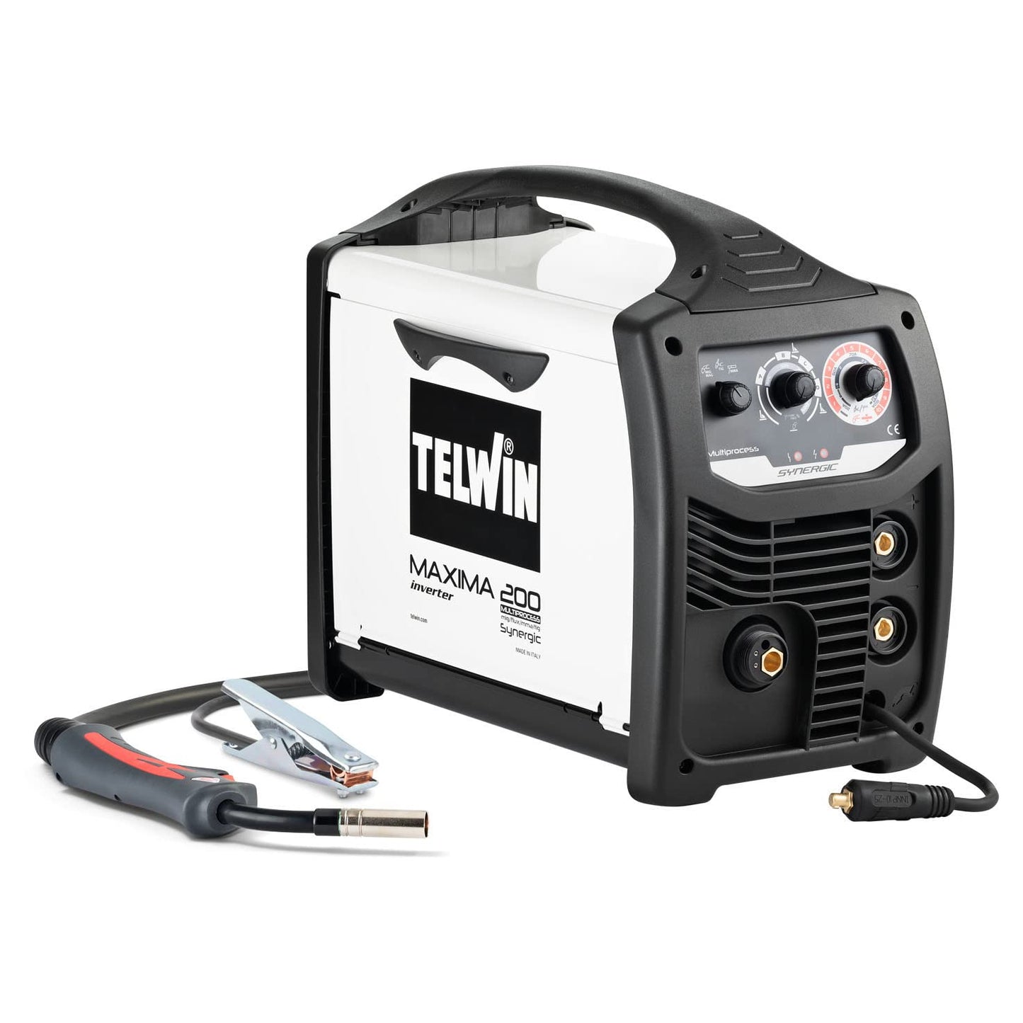 Telwin MAXIMA 200 SYNERGIC - Saldatrice inverter a filo, 230V, Nero/Bianco