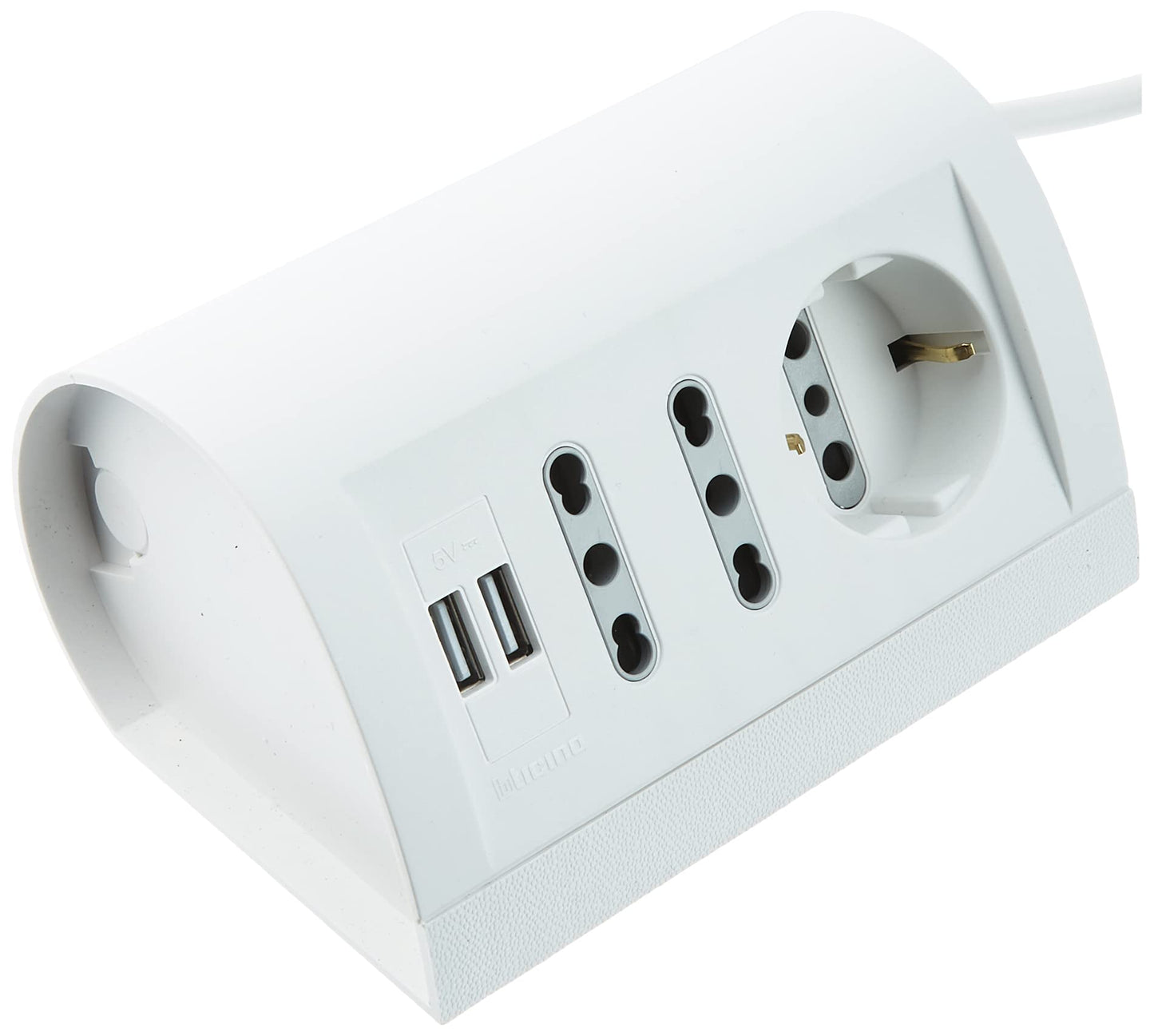 BTicino S3711DU Ciabatta Multipresa da Scrivania con Presa USB, 1.5A, Cavo da 2 m, Bianco